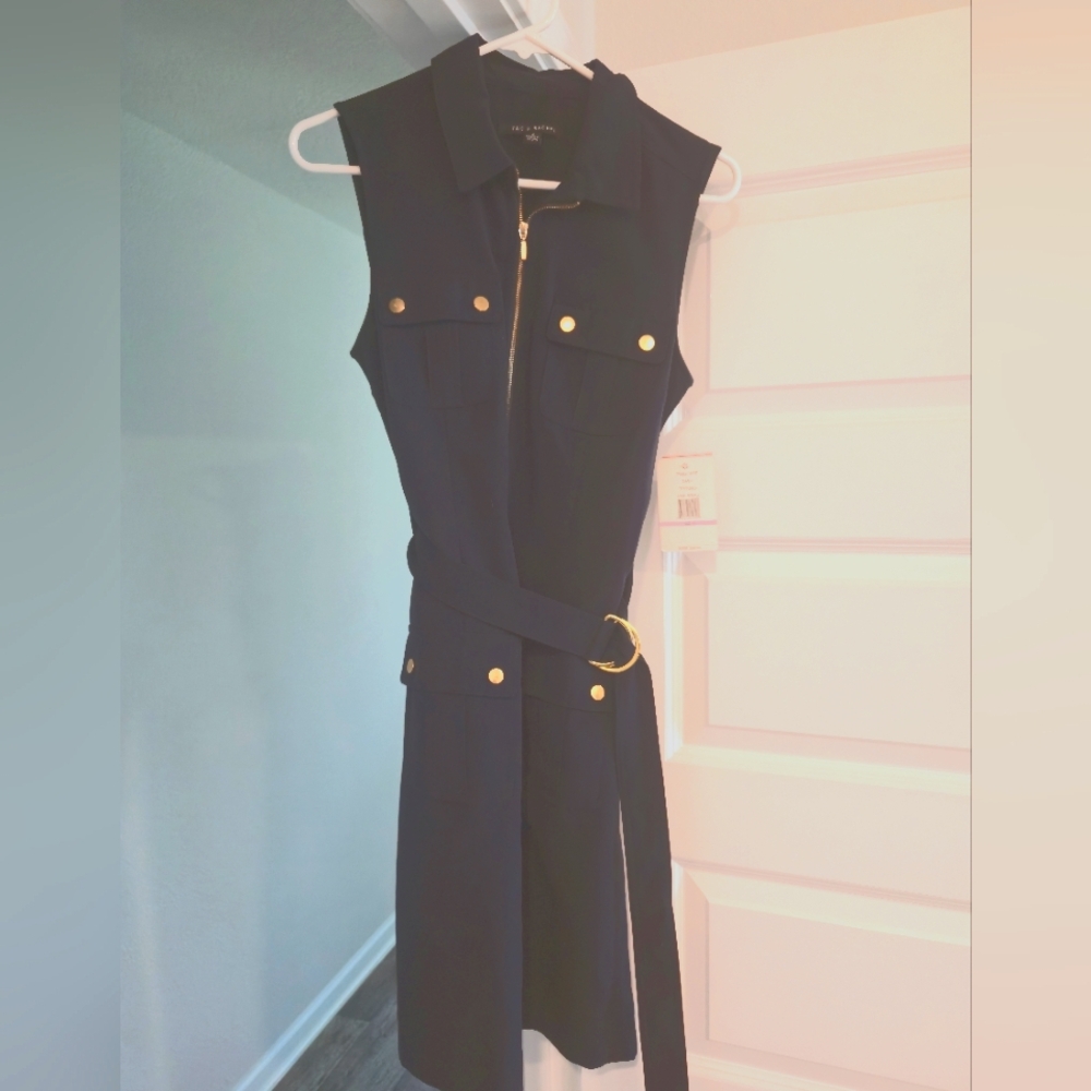 Zac & Rachel Navy Blue Sleeveless Sheath Dress